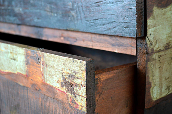 Cassettiera Legno Riciclato Vintage - 4 cassetti - BH.261 - lapagoda.net
