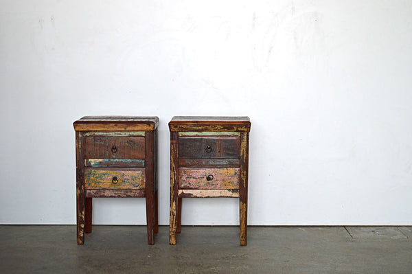 comodini vintage in legno riciclato