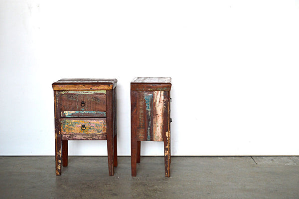 comodini vintage in legno riciclato