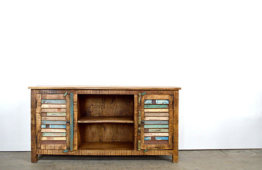Credenza Vintage Porta TV in Legno Riciclato - 2 ante 2 vani -BH LB 245 - lapagoda.net