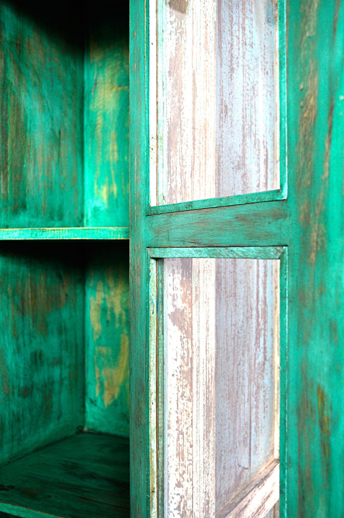 Vetrina verde Vintage con Vetri e finitura Shabby - 1 anta - lapagoda.net