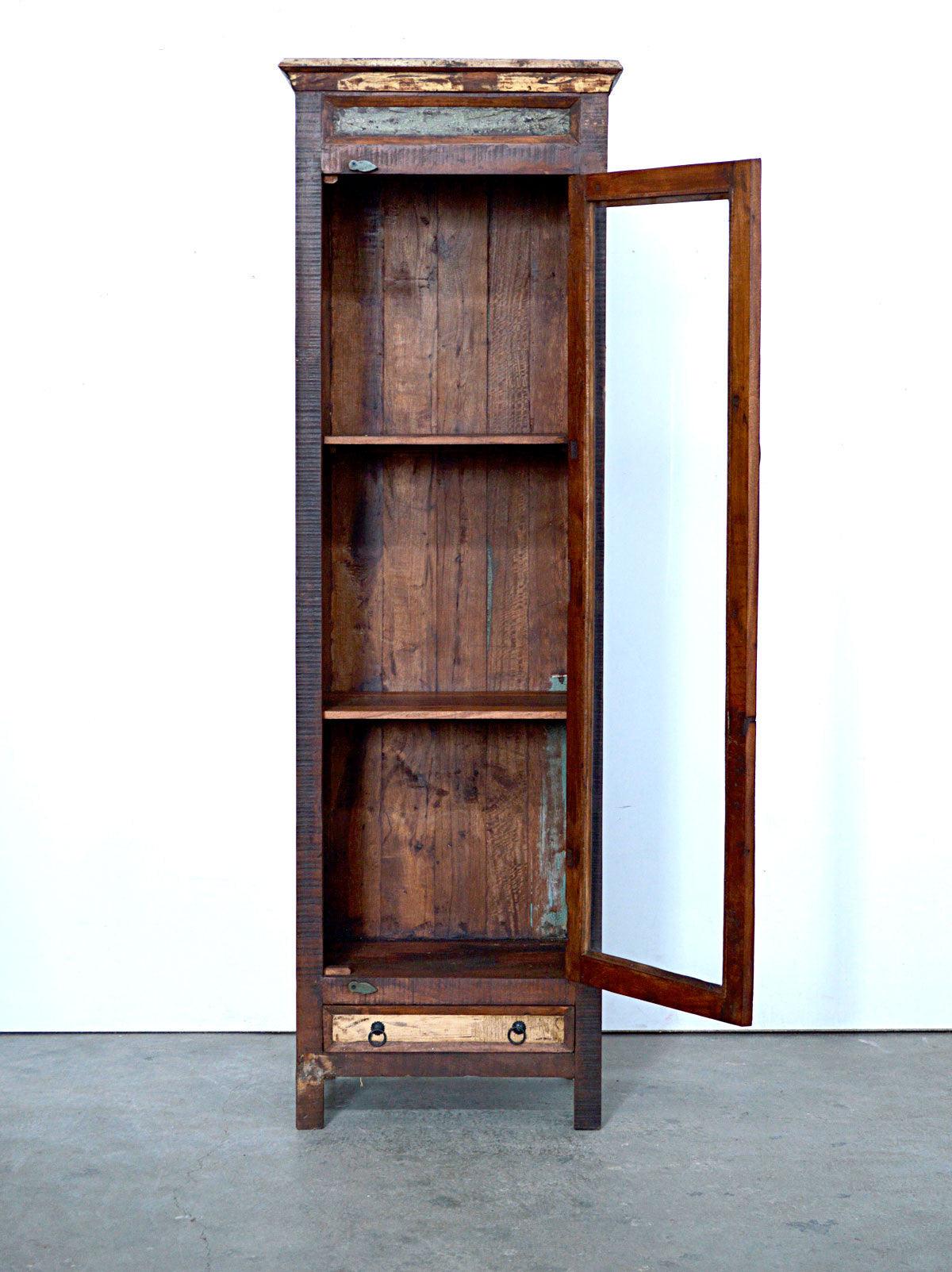 Credenza vetri Legno Riciclato Vintage - 1 anta 1 cassetto - BH236 - lapagoda.net