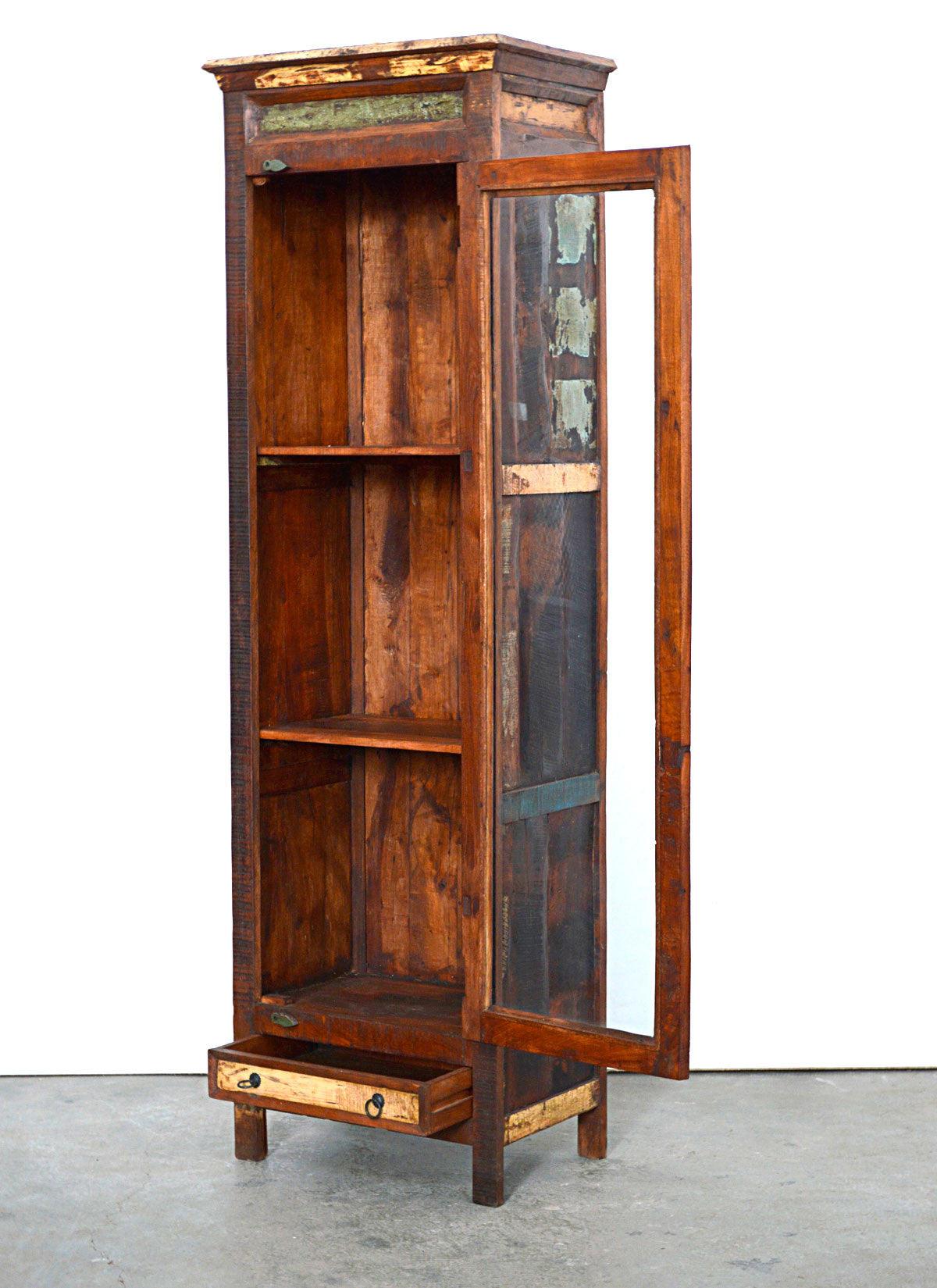Credenza vetri Legno Riciclato Vintage - 1 anta 1 cassetto - BH236 - lapagoda.net