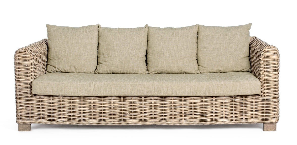 Divano 3 posti in rattan e legno di mango con cuscini sfoderabili - lapagoda.net