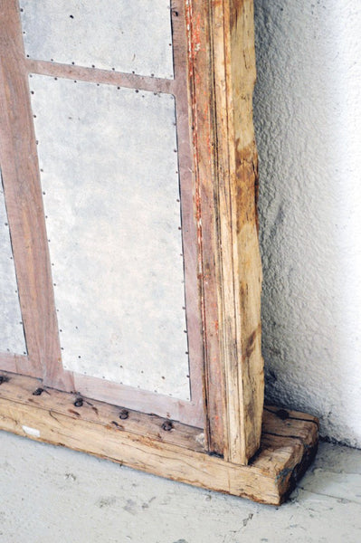 Vecchia Finestra indiana etnica vintage in latta cornice in legno massello di teak - ART - lapagoda.net