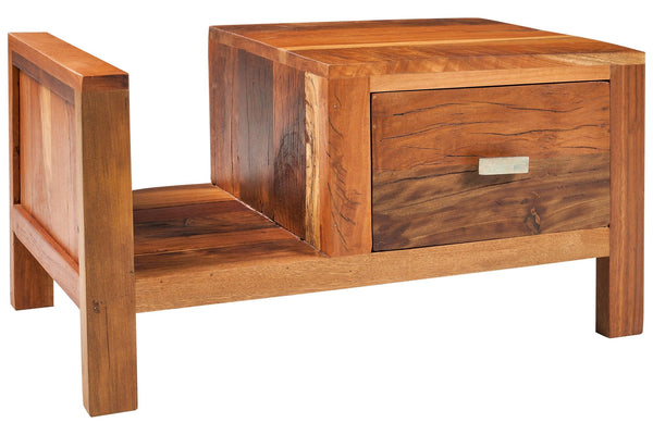 Comodino etnico in legno massello di recupero 1 cassetto