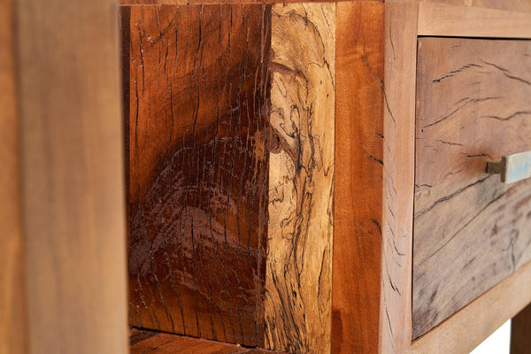 Comodino etnico in legno massello di recupero 1 cassetto