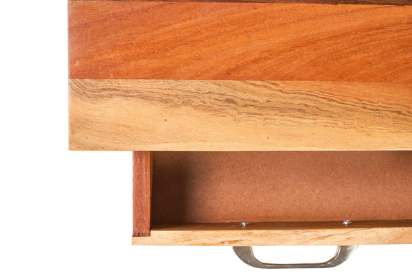 Comodino etnico in legno massello di recupero 1 anta 1 cassetto
