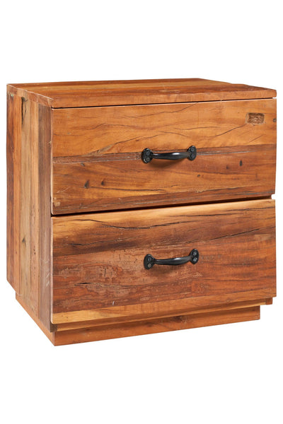 Comodino etnico in legno massello di recupero 2 cassetti