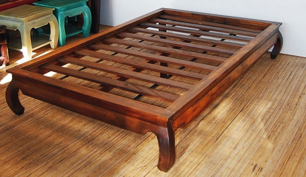Letto Matrimoniale etnico stile oppio in legno massello con doghe in legno massello PA.505 - lapagoda.net