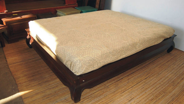 Letto Matrimoniale etnico stile oppio in legno massello con doghe in legno massello PA.505 - lapagoda.net