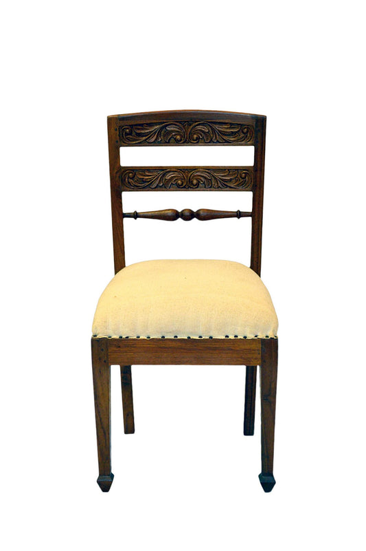 Sedia Pranzo in Teak con Imbottitura Epoca Coloniale India-API189/1750- - lapagoda.net
