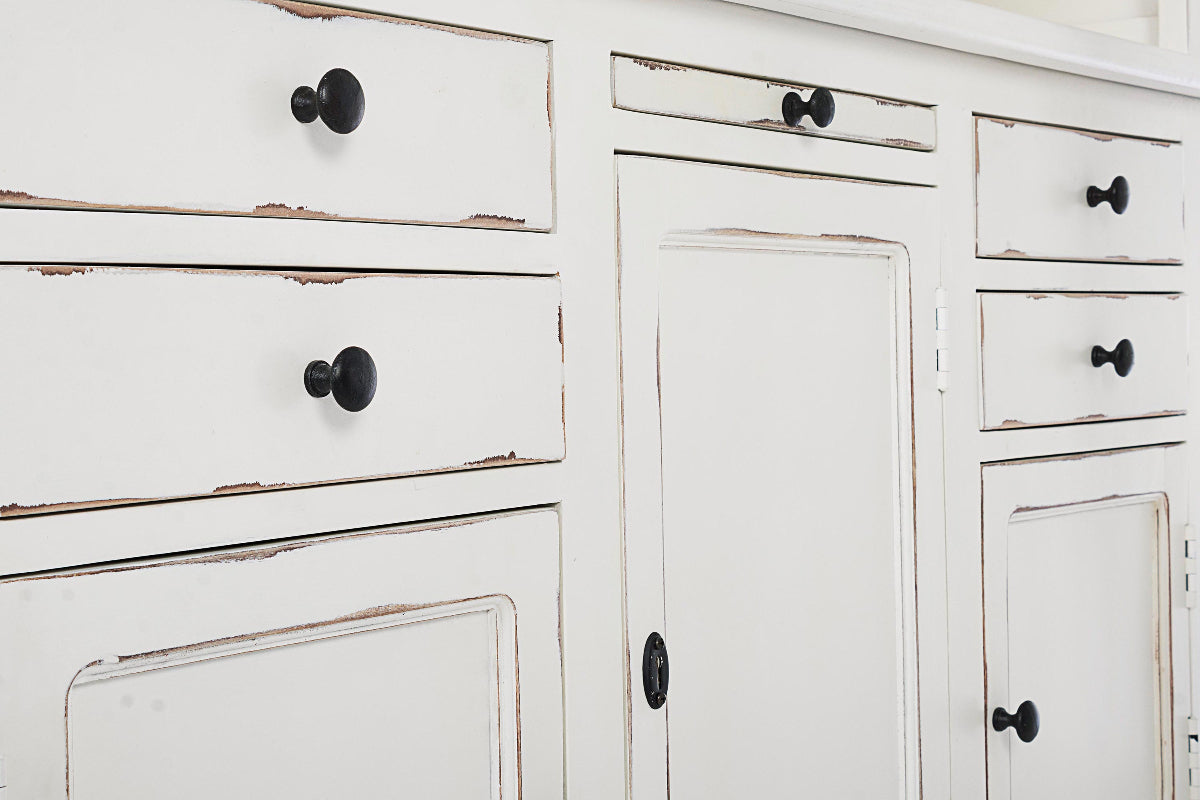 Libreria shabby chic con scala colore bianco in legno massello decapato - lapagoda.net