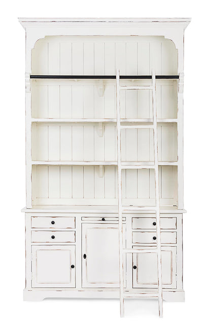 Libreria shabby chic con scala colore bianco in legno massello decapato - lapagoda.net