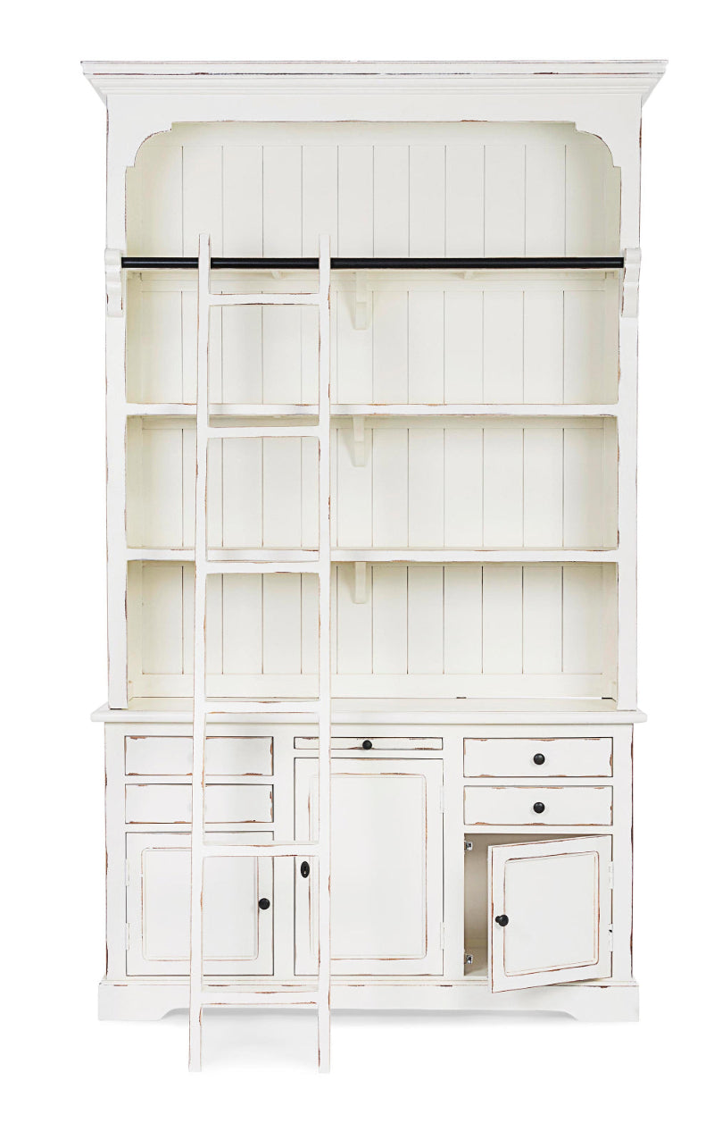 Libreria shabby chic con scala colore bianco in legno massello decapato - lapagoda.net