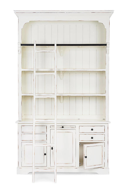 Libreria shabby chic con scala colore bianco in legno massello decapato - lapagoda.net