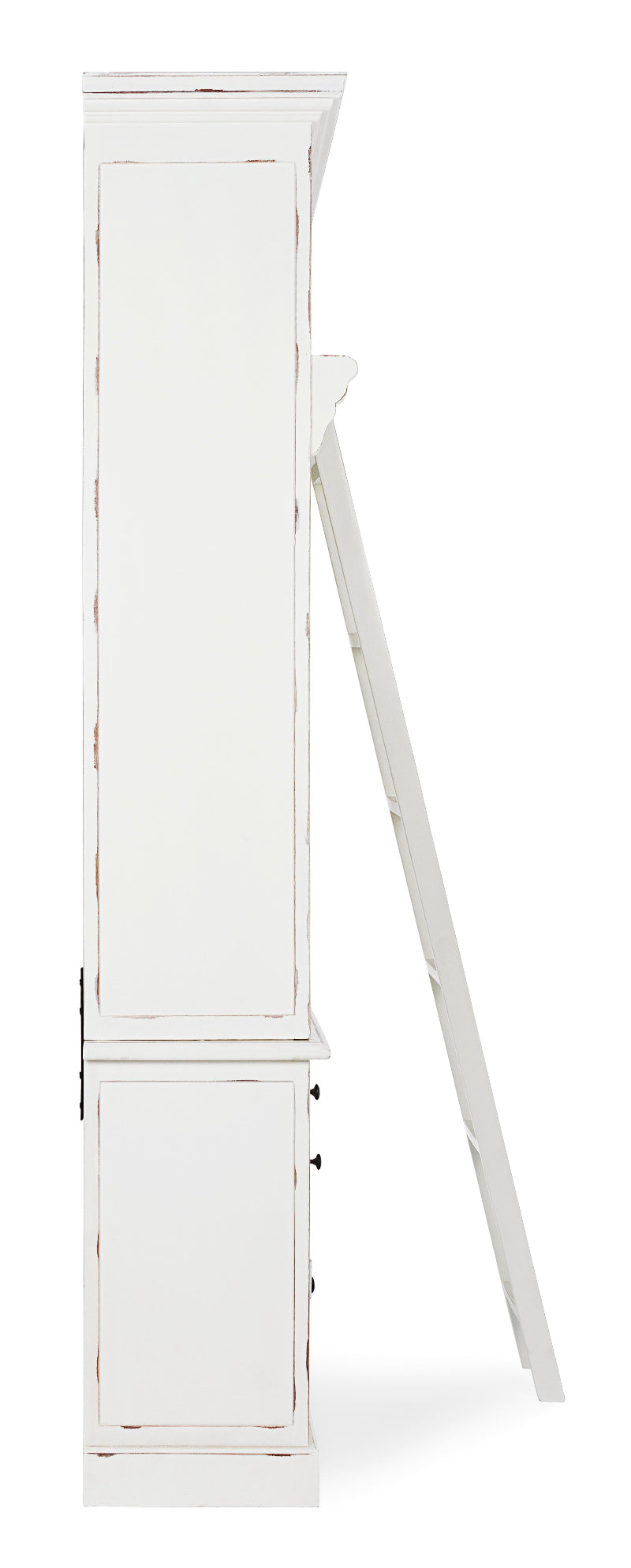 Libreria shabby chic con scala colore bianco in legno massello decapato -  lapagoda.net