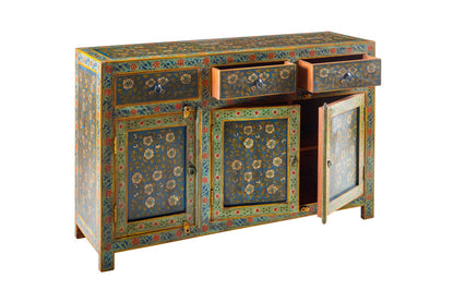 Credenza Indiana in legno massello dipinto 3a 3c - lapagoda.net