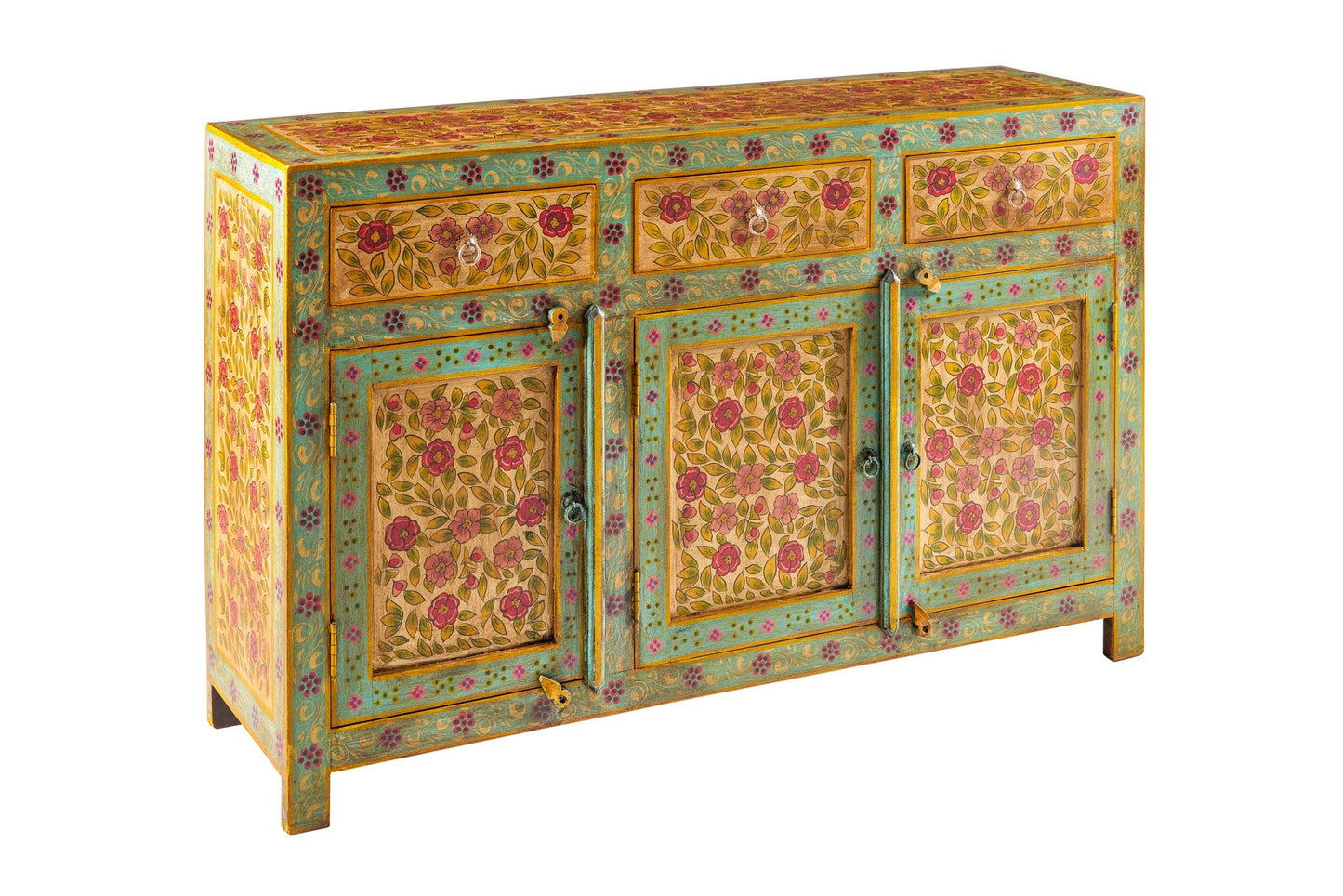 Credenza Indiana in legno massello dipinto 3a 3c - lapagoda.net