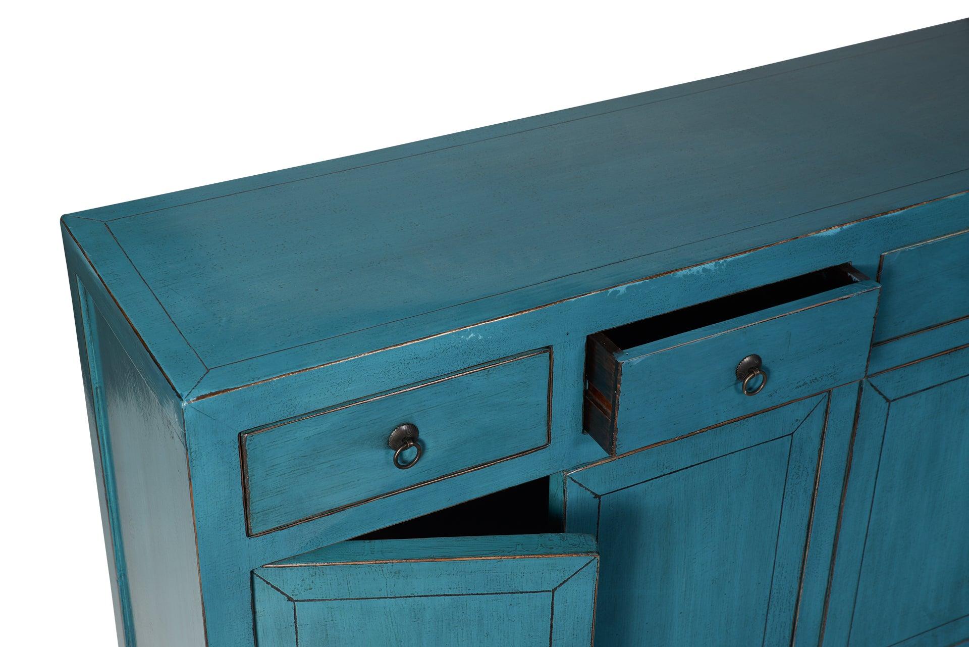 Credenza cinese in Olmo lacca blu o decapè 4a 4c - lapagoda.net