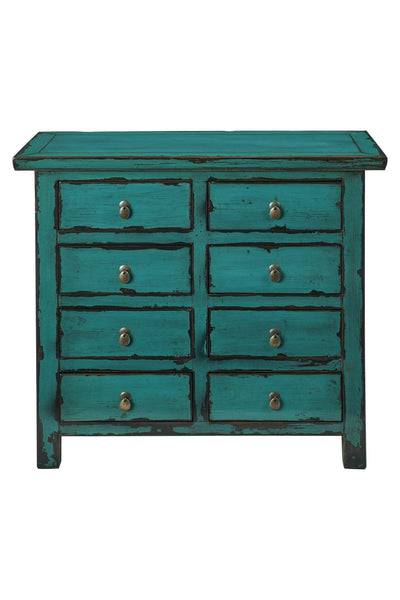Credenza cassettiera cinese in Olmo lacca verde 8c