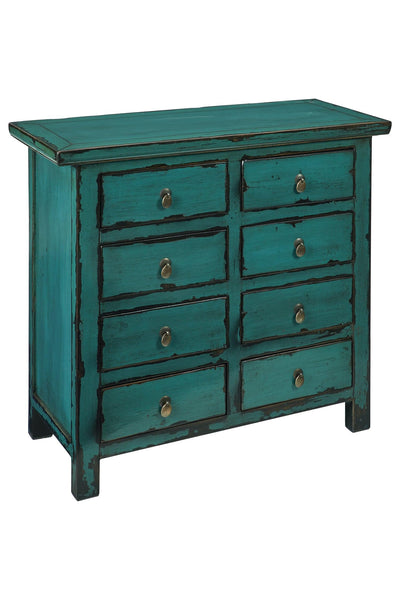 Credenza cassettiera cinese in Olmo lacca verde 8c