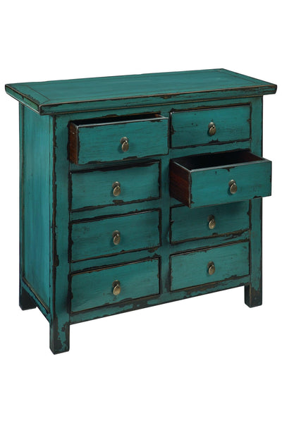 Credenza cassettiera cinese in Olmo lacca verde 8c