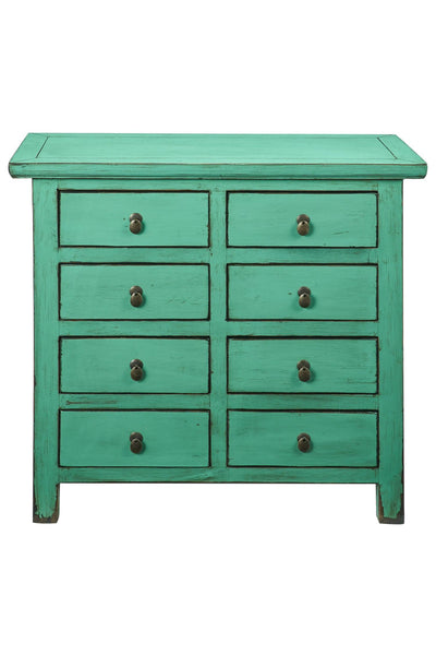 Credenza cassettiera cinese in Olmo lacca verde 8c