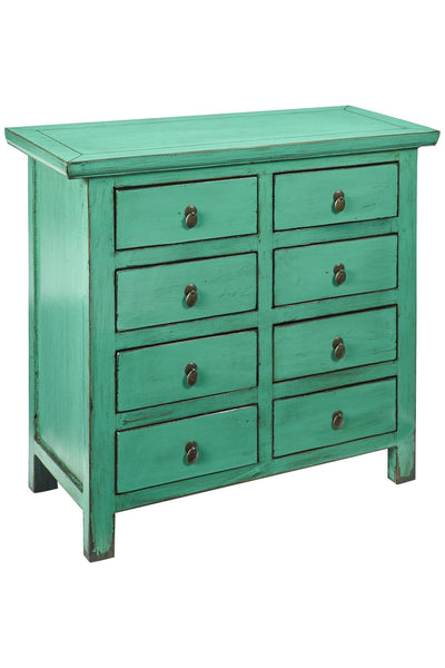 Credenza cassettiera cinese in Olmo lacca verde 8c