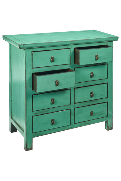 Credenza cassettiera cinese in Olmo lacca verde 8c