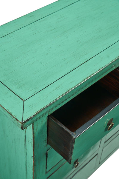 Credenza cassettiera cinese in Olmo lacca verde 8c