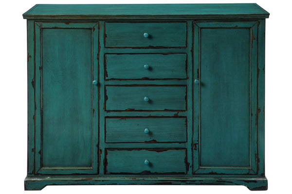 Credenza cinese in Olmo lacca verde 2a 5c