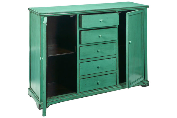 Credenza cinese in Olmo lacca verde 2a 5c
