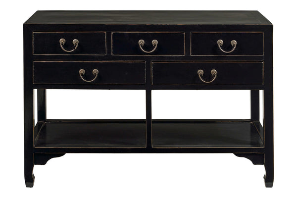Consolle credenza cinese in Olmo lacca nera 5c