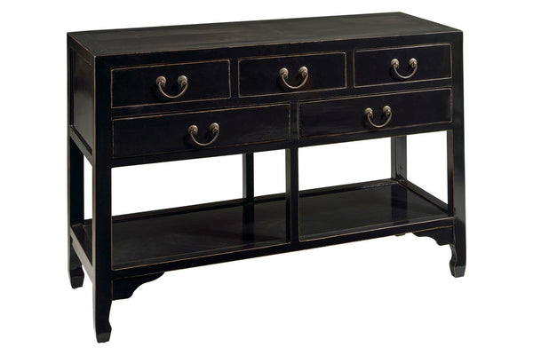 Consolle credenza cinese in Olmo lacca nera 5c