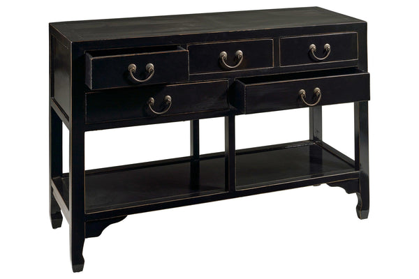 Consolle credenza cinese in Olmo lacca nera 5c