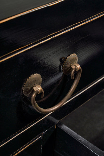 Consolle credenza cinese in Olmo lacca nera 5c