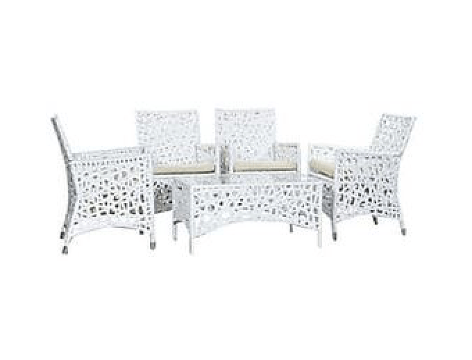Completo da giardino Polyrattan 4 poltrone e tavolo basso con cristallo set 1/5 -WS.210.5SMW- SCONTO 50% - lapagoda.net