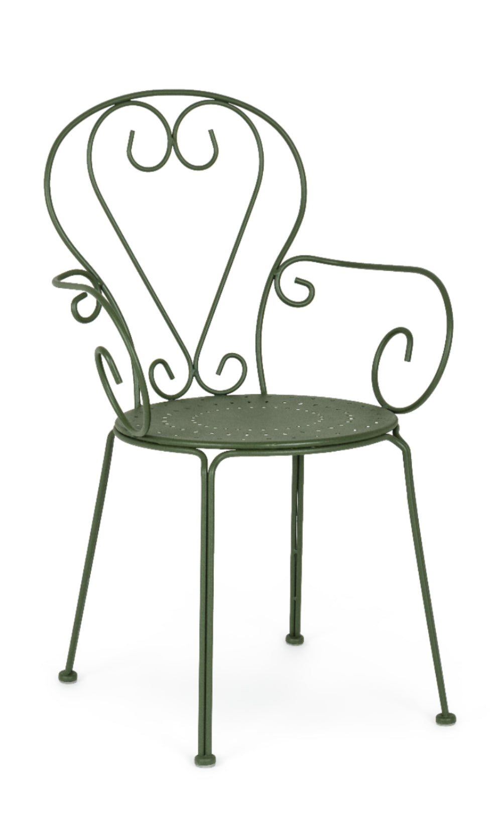 Sedie poltroncine da esterno in stile shabby chic in ferro verniciato, verde foresta - SET DI 4 SEDIE - SCONTO 20% - lapagoda.net