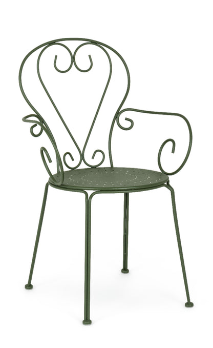 Sedie poltroncine da esterno in stile shabby chic in ferro verniciato, verde foresta - SET DI 4 SEDIE - SCONTO 20% - lapagoda.net