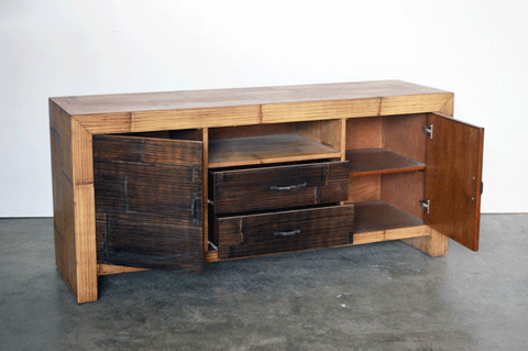 Credenza porta tv Crash Bamboo bicolore 2 ante 2 cassetti SCONTO 50% -Crash bamboo dark 2a2c- - lapagoda.net