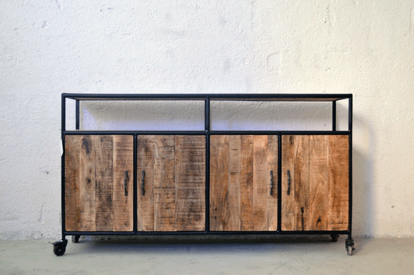 Credenza Industrial vintage su ruote - 4 ante -SAM17.014- - lapagoda.net