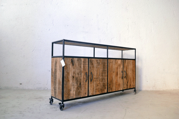 Credenza Industrial vintage su ruote - 4 ante -SAM17.014- - lapagoda.net