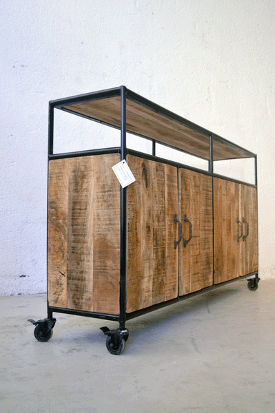 Credenza Industrial vintage su ruote - 4 ante -SAM17.014- - lapagoda.net