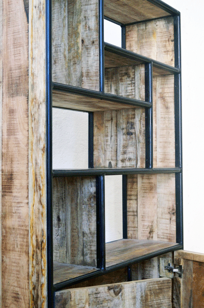 Libreria Industrial vintage su ruote - 2 ante -SAM17.008- - lapagoda.net