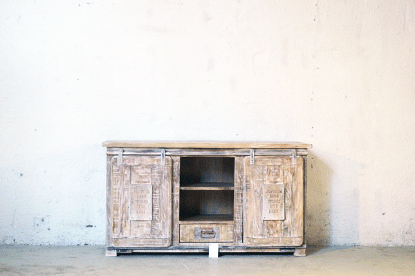 Credenza Porta TV Industrial Shabby chic con ante scorrevoli - 2 ante 1 cassetto -BH170016- - lapagoda.net