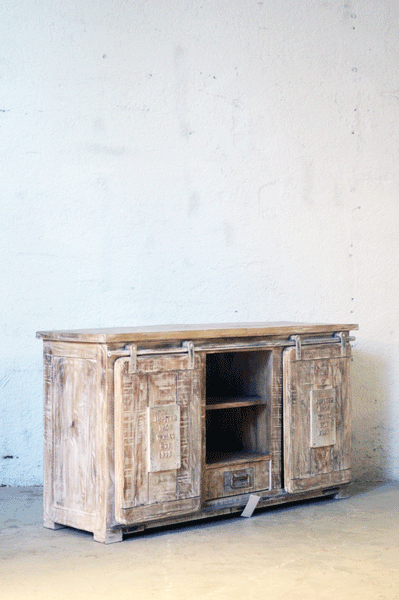 Credenza Porta TV Industrial Shabby chic con ante scorrevoli - 2 ante 1 cassetto -BH170016- - lapagoda.net