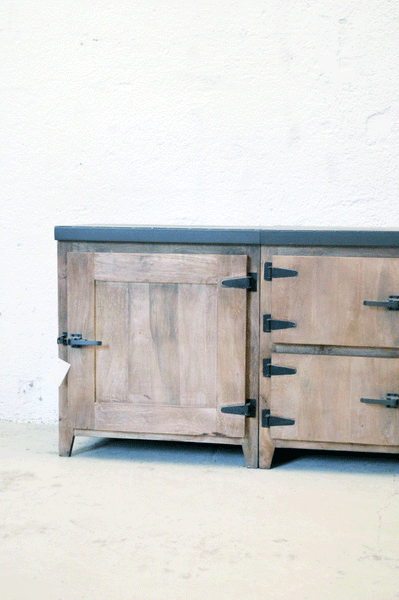 Cucina componibile vintage retrò 3 moduli in legno massello maniglie stile frigo vintage e top in ferro - 5 ante 3 cassetti -BE0- - lapagoda.net