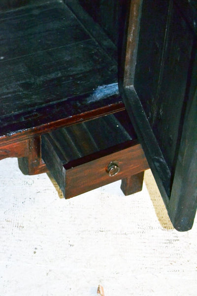 Antico armadio cinese originale in Legno di Olmo intarsiato - 2 ante 2 cassetti - EL.1101.055
