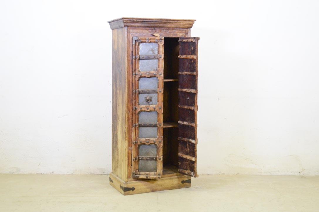 Armadio etnico indiano porte vecchie in teak e palissandro con borchie metallo ottone 2 ante - lapagoda.net